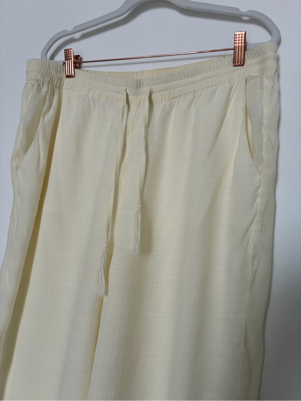 Monday Swimwear Ivory Tahiti Pants Wide Leg Cream Drawstring Beach Wear (XL) - Picture 2 of 8